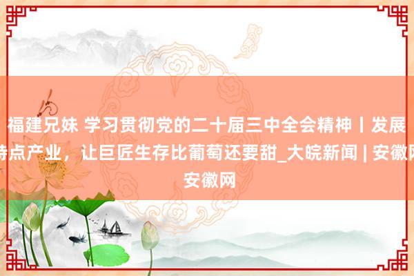 福建兄妹 学习贯彻党的二十届三中全会精神丨发展特点产业，让巨匠生存比葡萄还要甜_大皖新闻 | 安徽网