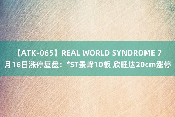 【ATK-065】REAL WORLD SYNDROME 7月16日涨停复盘：*ST景峰10板 欣旺达20cm涨停