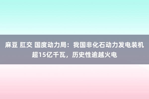 麻豆 肛交 国度动力局：我国非化石动力发电装机超15亿千瓦，历史性逾越火电